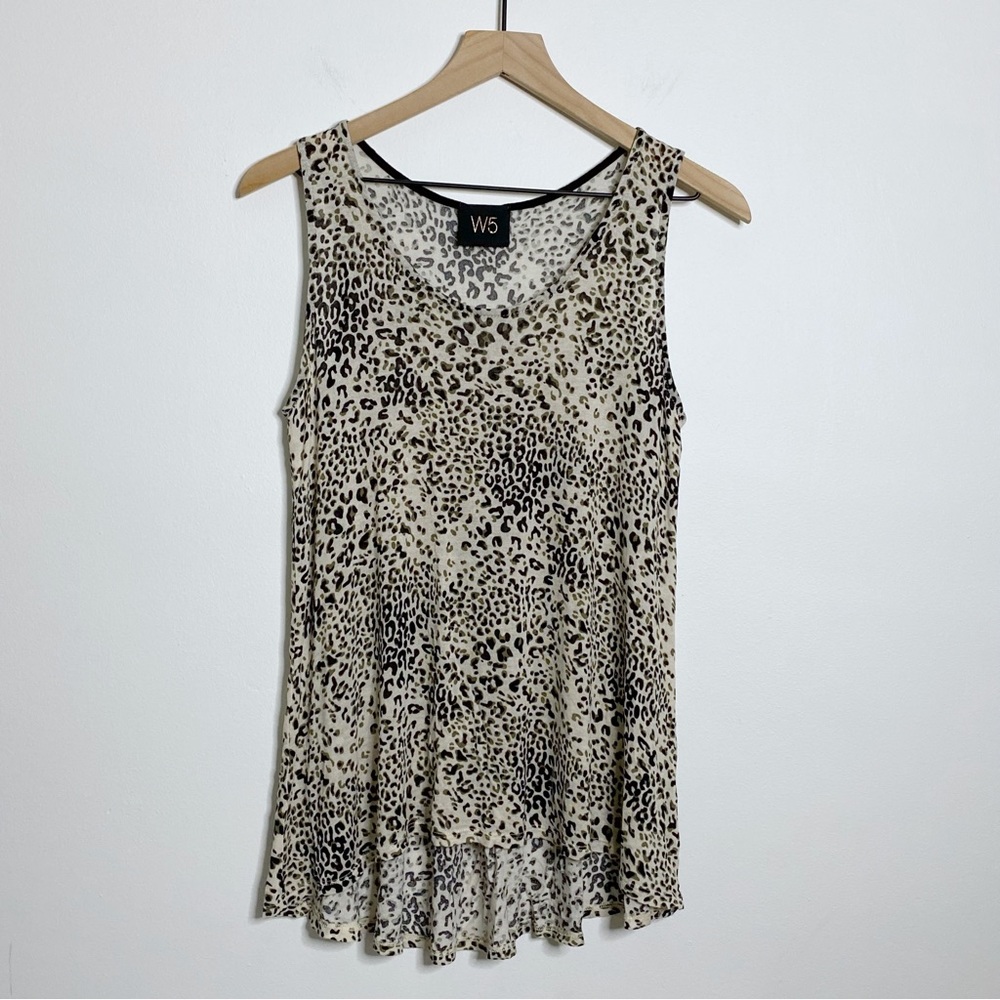 W5 Sheer Leopard Tank Top Sleeveless Blouse
